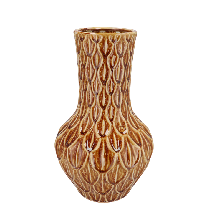 Vaas steen - H39 W23 cm - Boa Brown - Bloempot Kamerplant