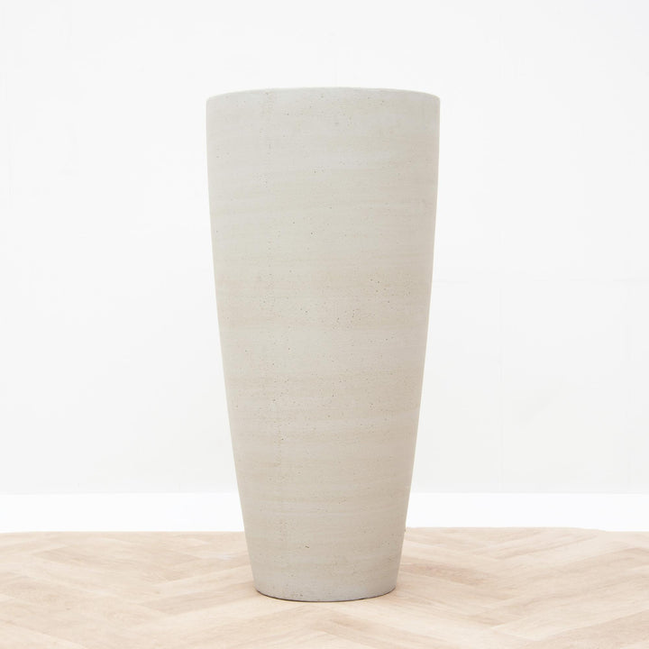 Pot de fleurs Dax Beige Washed – Ø37 x H80cm | Grande jardinière pour intérieur et extérieur – Taille L