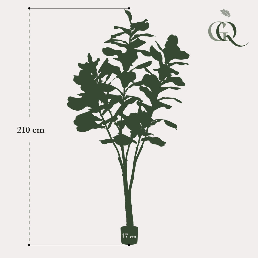 Kunstplant - Ficus Lyrata - Tabaksplant - 210cm - Vioolbladplant