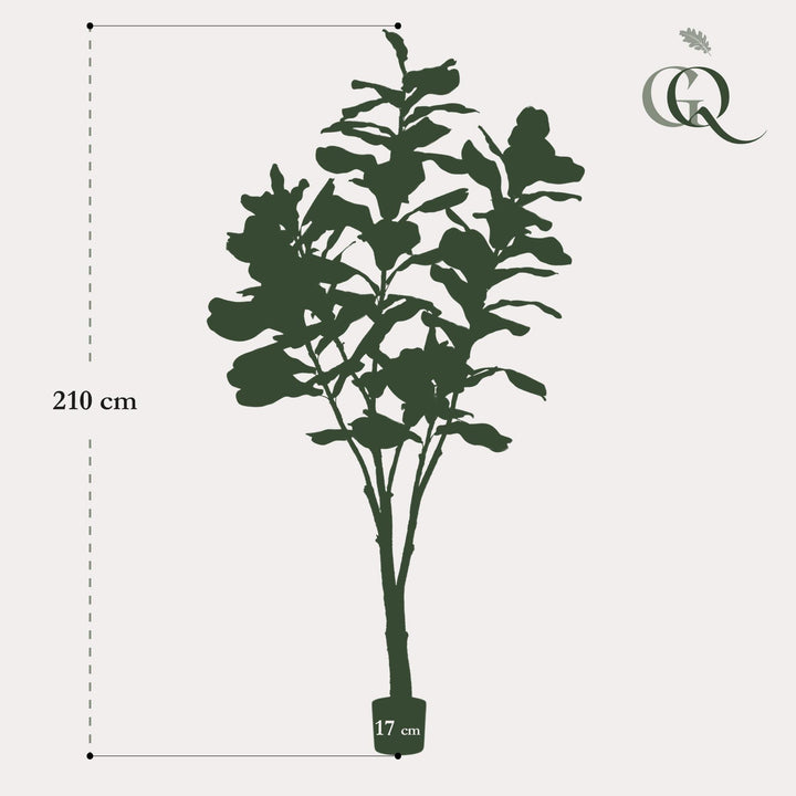 Kunstplant - Ficus Lyrata - Tabaksplant - 210cm - Vioolbladplant