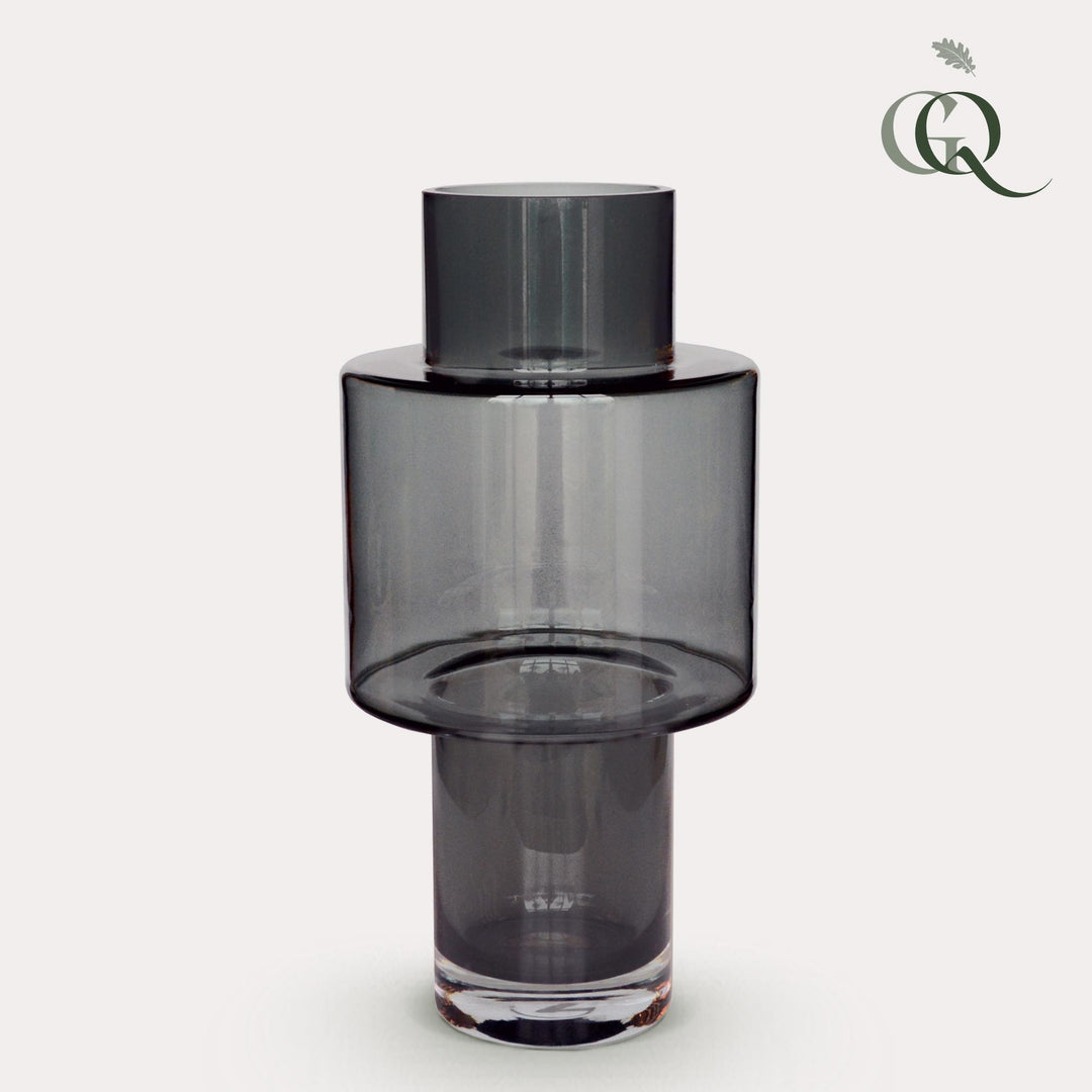 Glazen Vaas Juba Grijs – H40 x Ø20cm | Bloempot Glas Maat M