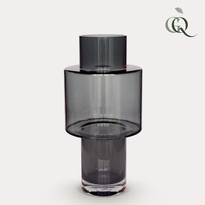 Glazen Vaas Juba Grijs – H40 x Ø20cm | Bloempot Glas Maat M