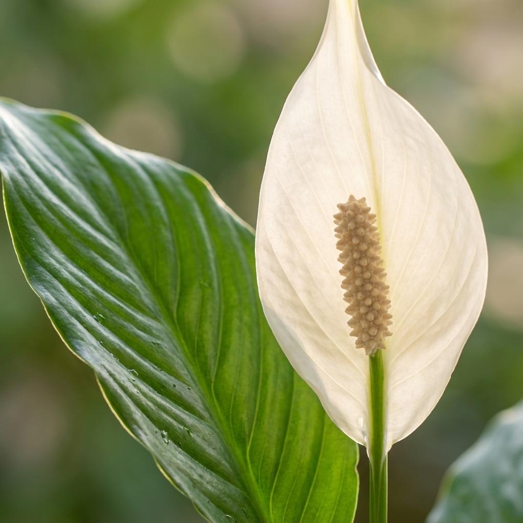 Spathiphyllum met Potter wit - 80cm - Ø21 - Lepelplant