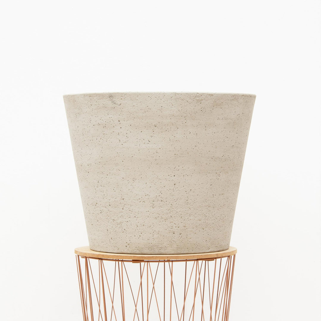 Grand Pot de Fleurs Seau Beige Lavé – Ø58 x H50cm | Jardinière Taille L