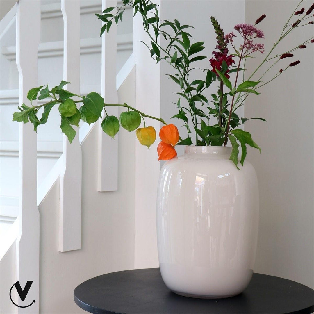 Glazen Vaas Arctic Ivory – 35cm hoog | Bloempot voor Kamerplanten – Maat M