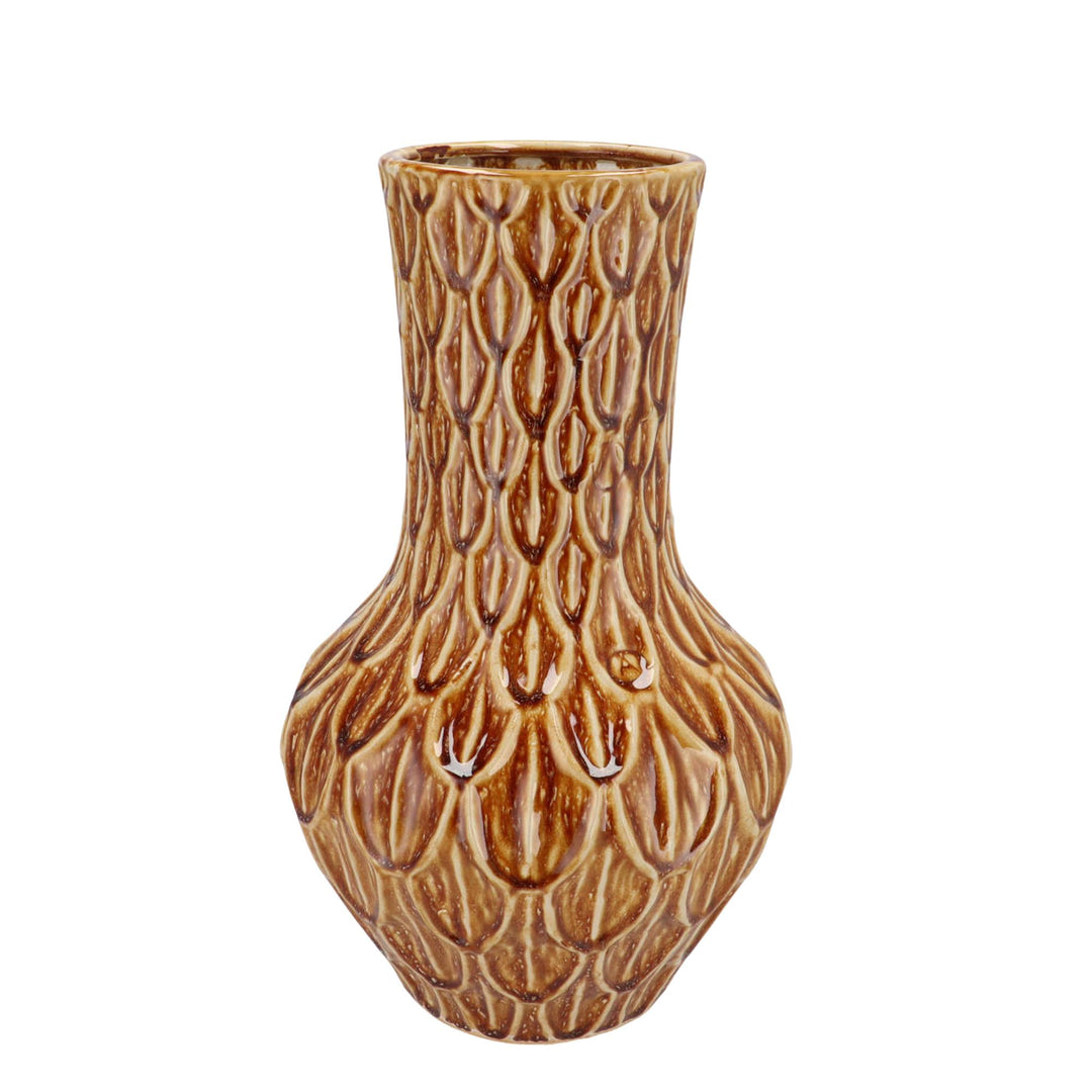 Vaas steen - H39 W23 cm - Boa Brown - Bloempot Kamerplant