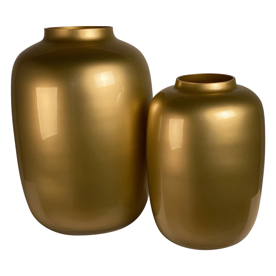 Vaas glas - Gold - H35 W25 cm - Bloempot Kamerplant
