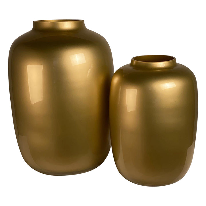 Vaas glas - Gold - H35 W25 cm - Bloempot Kamerplant